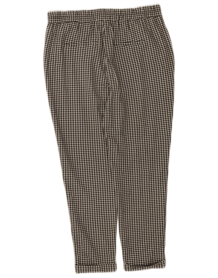 Pantaloni cropped a vita alta da donna Benetton medi W28 L24 a quadretti neri