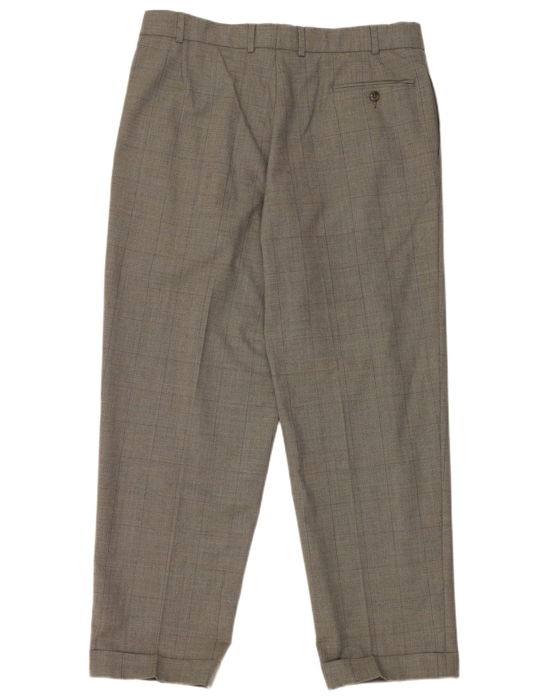 Pantaloni da abito con pegging da uomo Marks & Spencer W36 L29 lana a quadri grigi