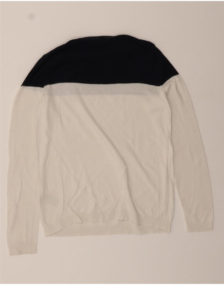 TOMMY HILFIGER Mens Boat Neck Jumper Sweater Small Black Colourblock Vintage Tommy Hilfiger and Second-Hand Tommy Hilfiger from Messina Hembry 