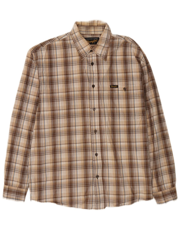 Camicia da uomo Wrangler grande in cotone a quadri beige