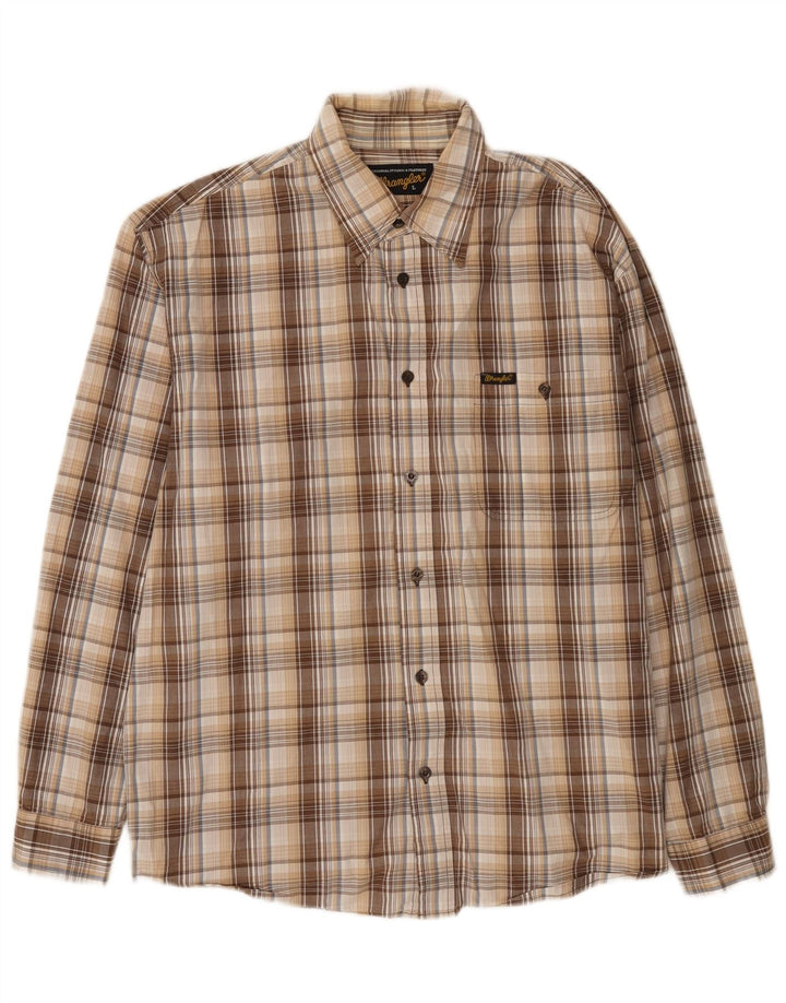Camicia da uomo Wrangler grande in cotone a quadri beige
