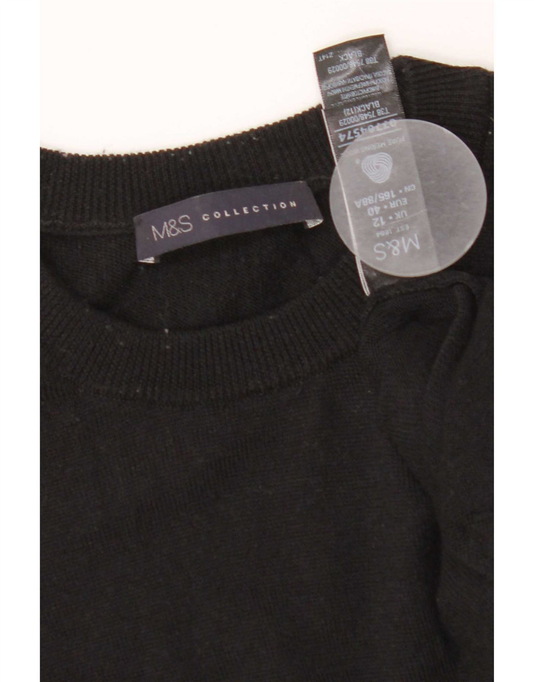 Abito maglione da donna Marks & Spencer UK 12 Lana merino nera media