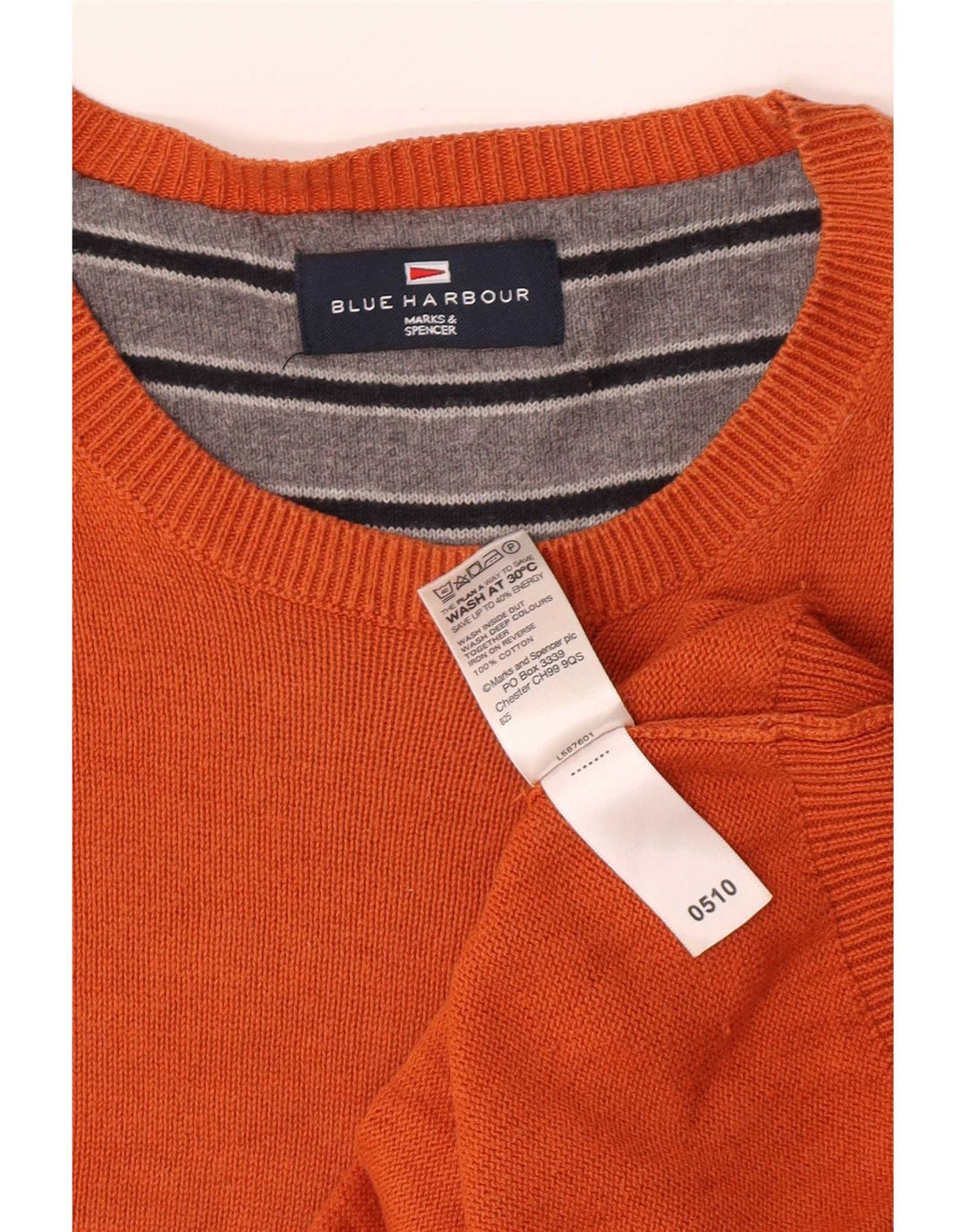 Maglione maglione girocollo da uomo Marks & Spencer blu Harbour grande arancione