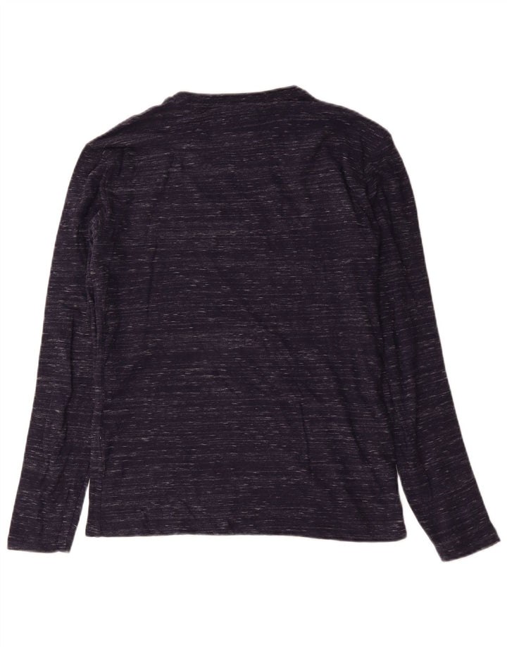 Top da uomo Superdry a maniche lunghe in cotone screziato blu navy