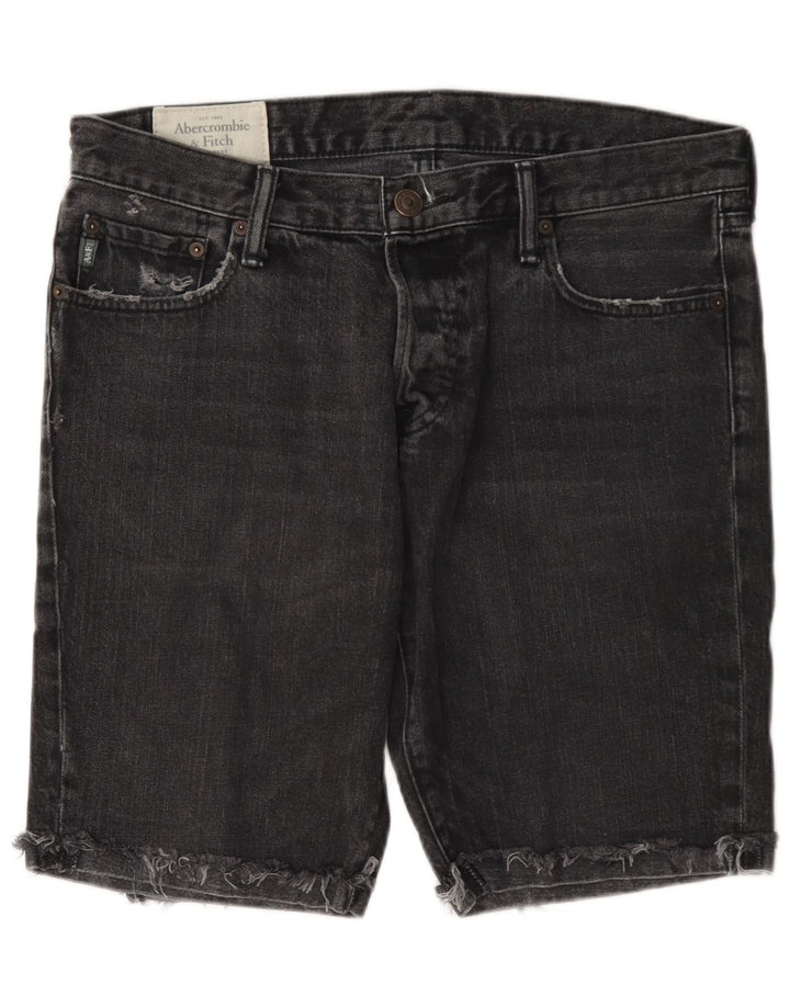 Pantaloncini di jeans da uomo Abercrombie & Fitch W33 in cotone grigio medio