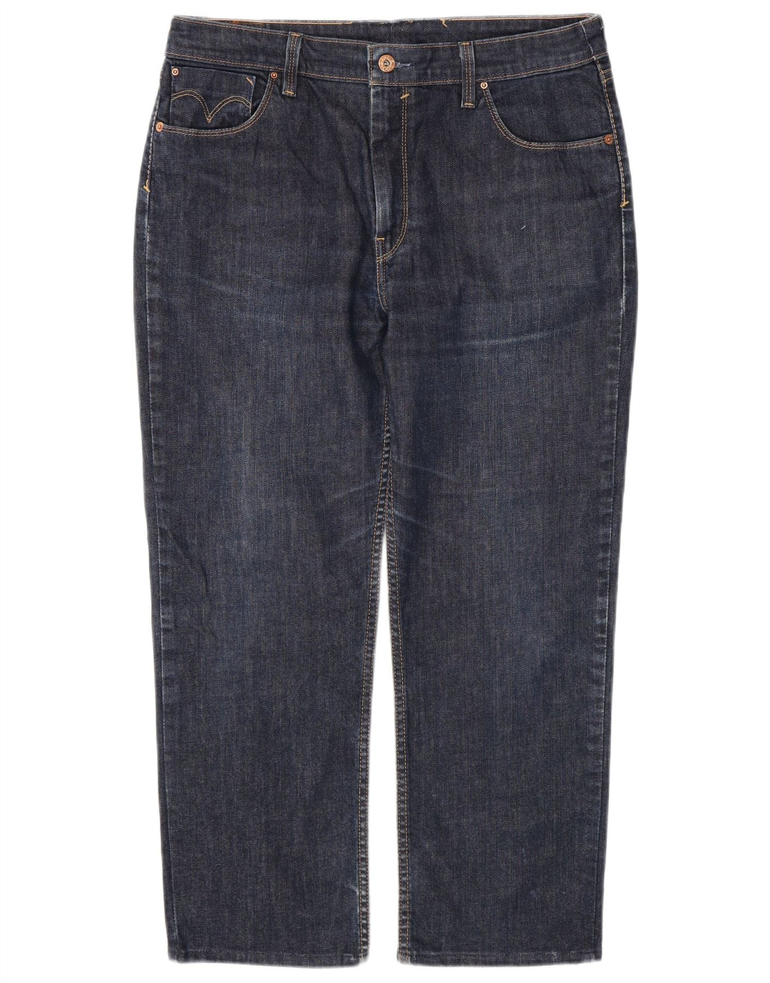 Jeans dritti corti da donna Levi's W34 L26 cotone blu navy