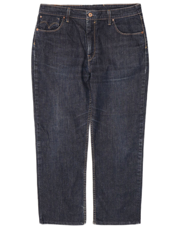 Jeans dritti corti da donna Levi's W34 L26 cotone blu navy