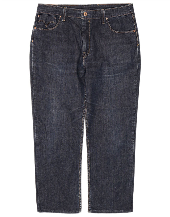 Jeans dritti corti da donna Levi's W34 L26 cotone blu navy