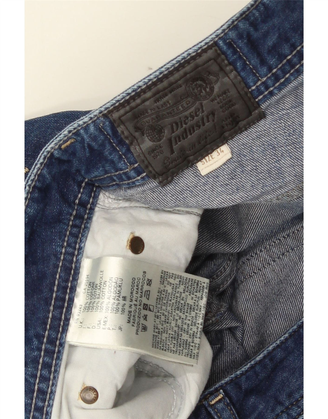 Pantaloncini di jeans invecchiati da donna Diesel W34 grandi cotone blu