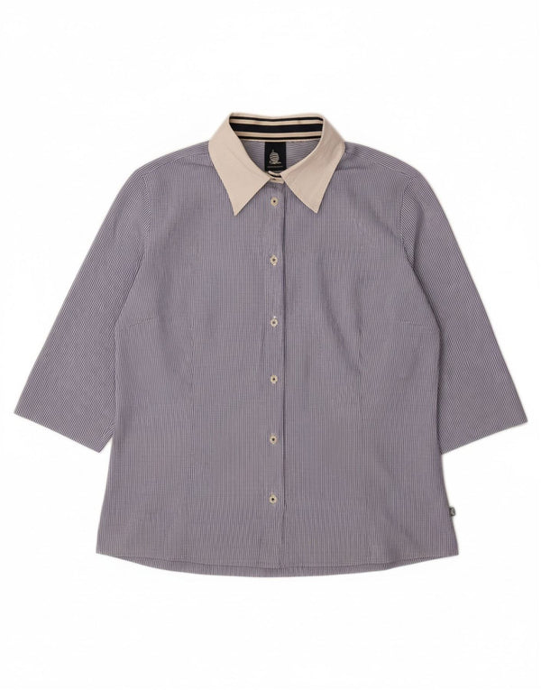 MARINA YACHTING Camicia da donna con maniche a 3/4 Camicetta UK 18 XL Gessato blu