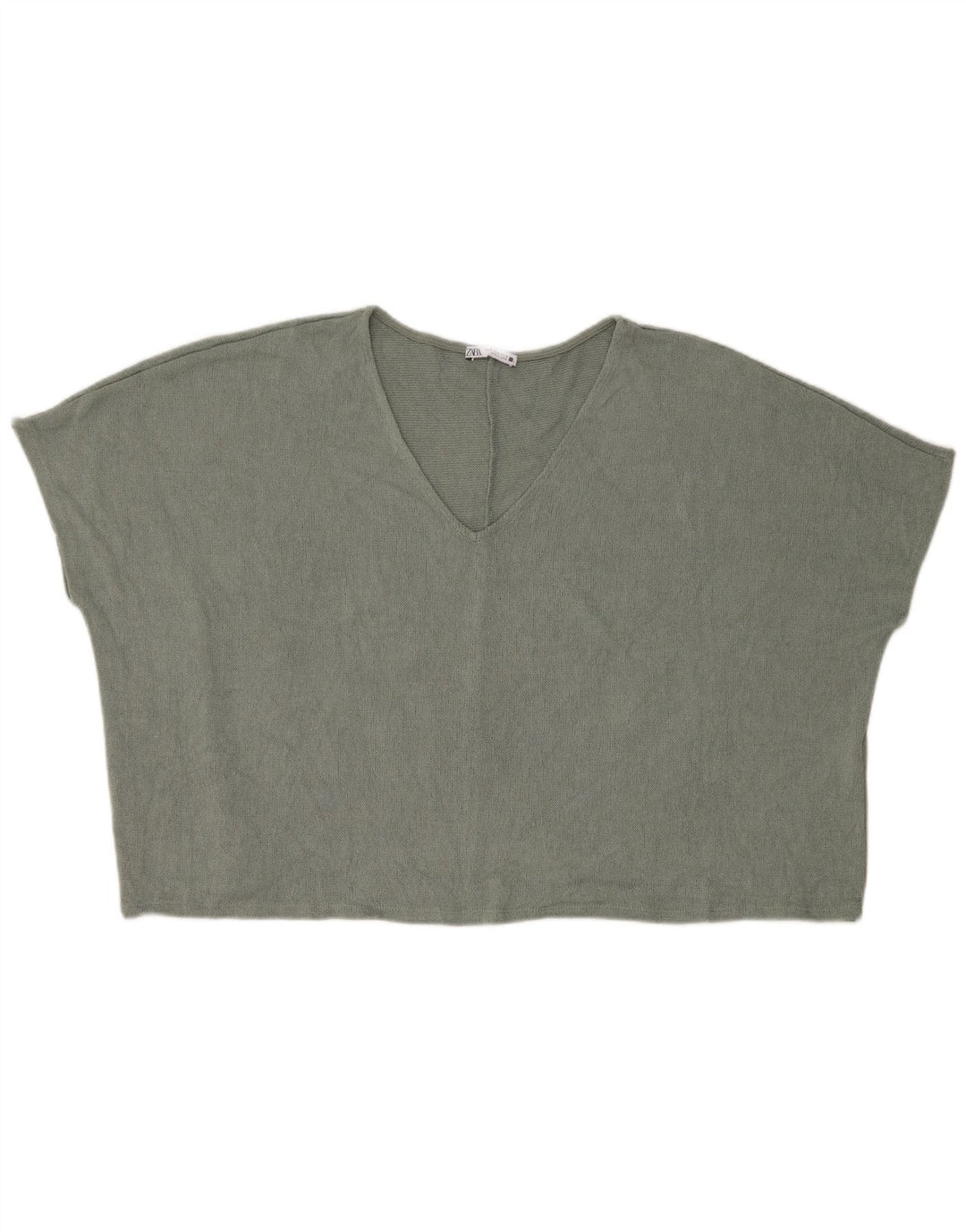 Top corto in maglia oversize corto da donna Zara UK 14 Viscosa verde medio