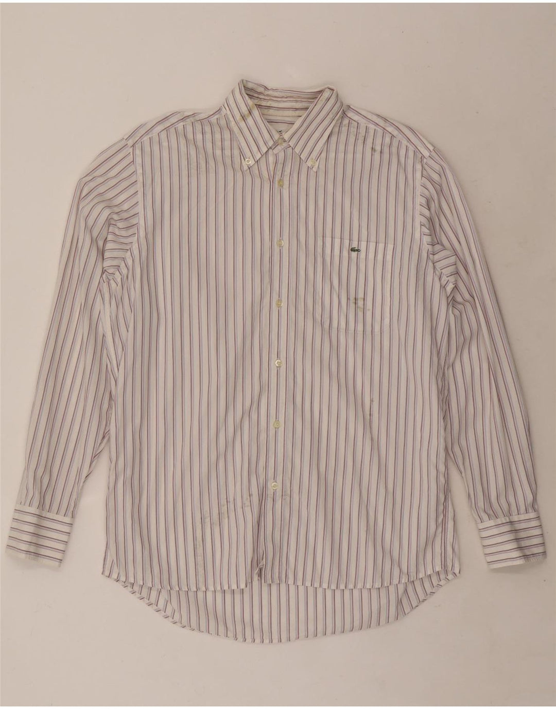 Camicia da uomo Lacoste taglia 42 grande cotone a righe bianche