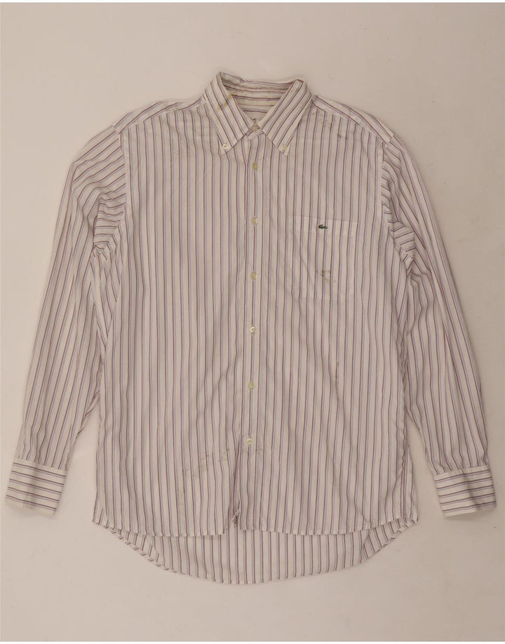 Camicia da uomo Lacoste taglia 42 grande cotone a righe bianche