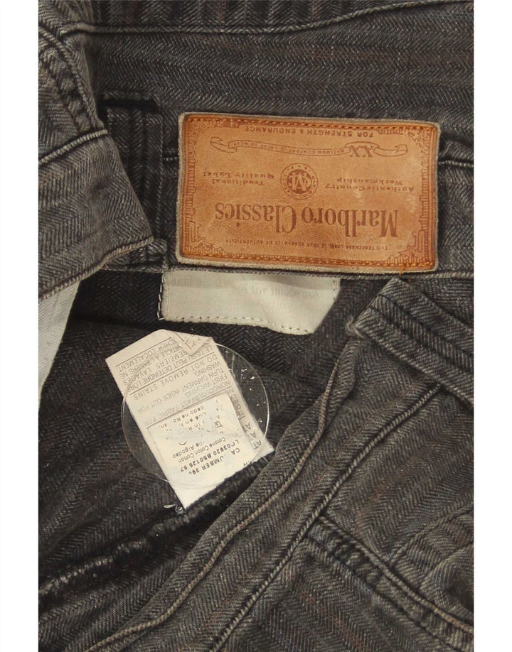 Pantaloni chino dritti da uomo Marlboro Classics W33 L31 grigio a spina di pesce