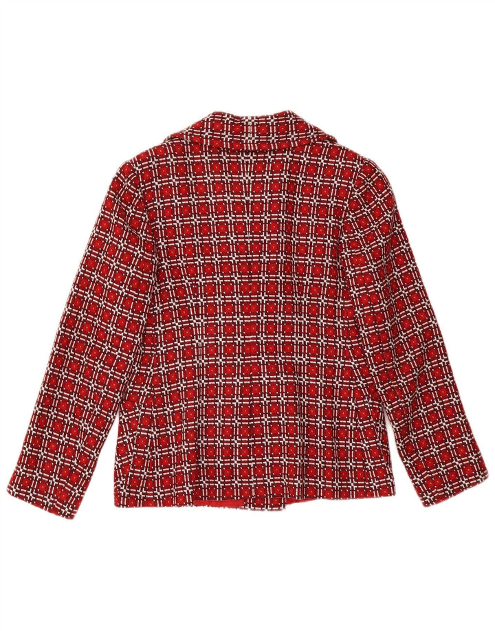 Giacca blazer doppiopetto da donna VINTAGE UK 6 XS quadri rossi