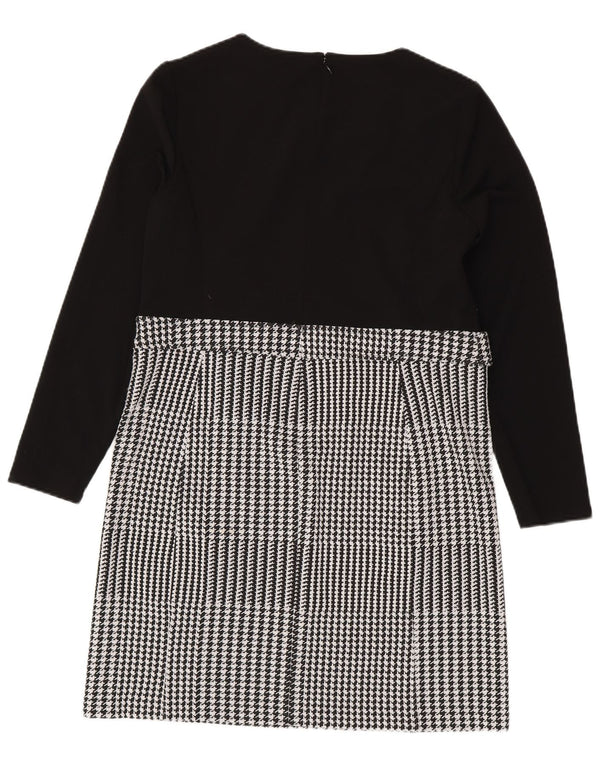 Abito tubino a maniche lunghe da donna Dkny US 14 XL nero pied de poule classico
