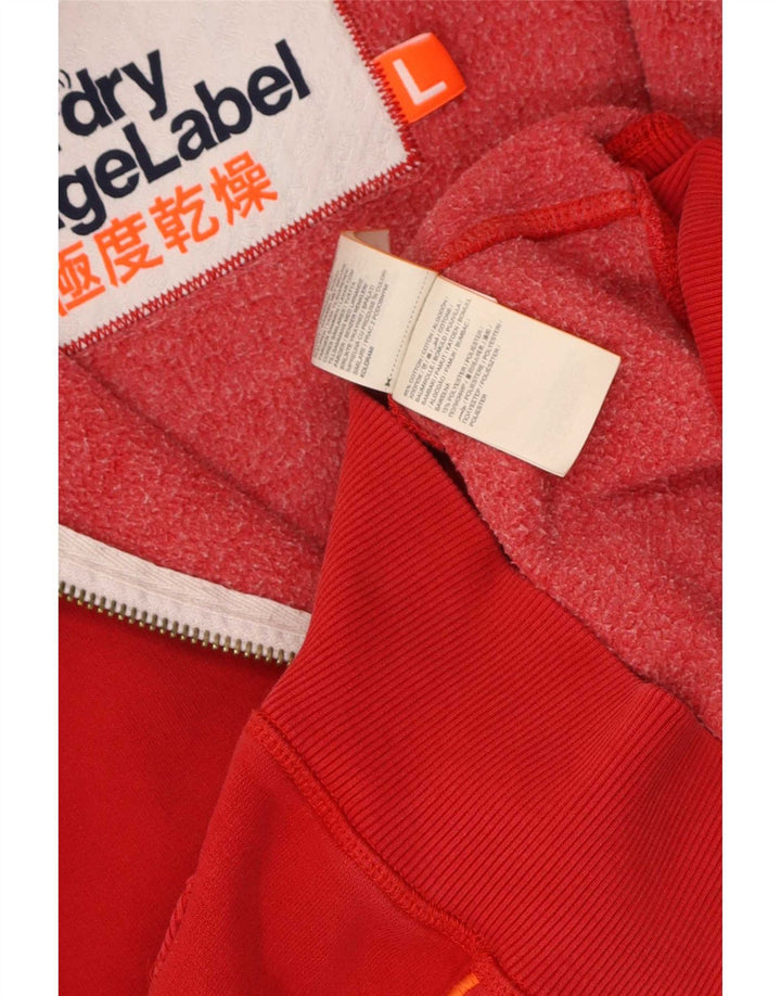 Maglione con cappuccio e zip da uomo Superdry grande in cotone rosso