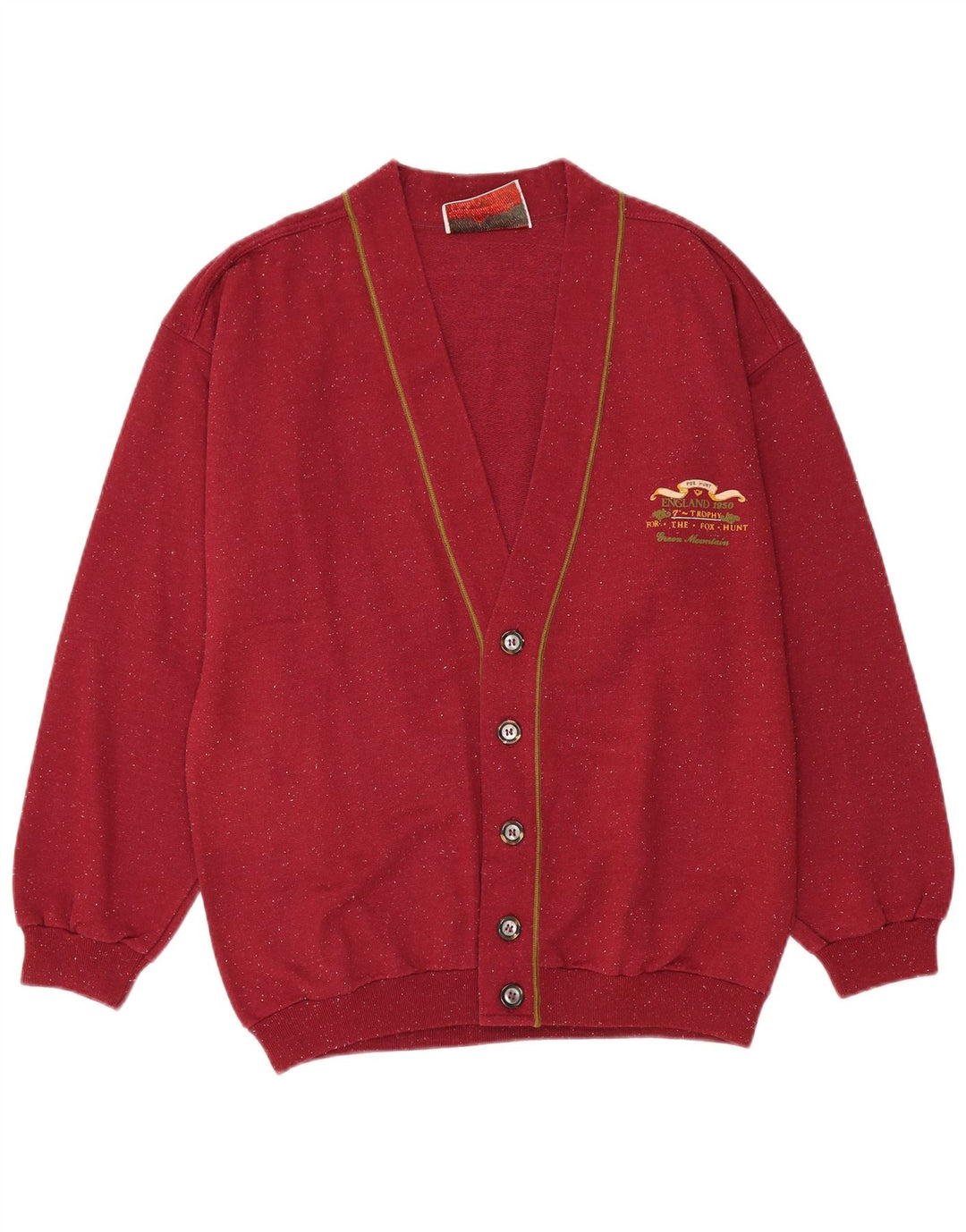 Maglione cardigan da uomo vintage grande bordeaux screziato