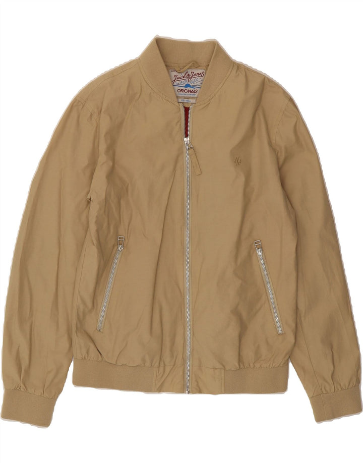 JACK & JONES Mens Bomber Jacket UK 36 Small Beige Vintage Jack & Jones and Second-Hand Jack & Jones from Messina Hembry 