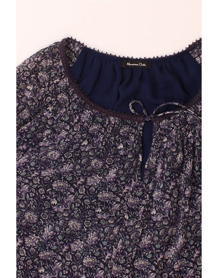 MASSIMO DUTTI Womens Long Sleeve Shift Dress EU 38 Small Navy Blue Floral Vintage Massimo Dutti and Second-Hand Massimo Dutti from Messina Hembry 