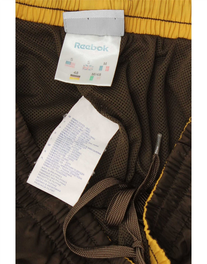 Pantaloni da tuta con grafica Reebok da uomo, pantaloni da jogging, piccoli, in poliestere marrone