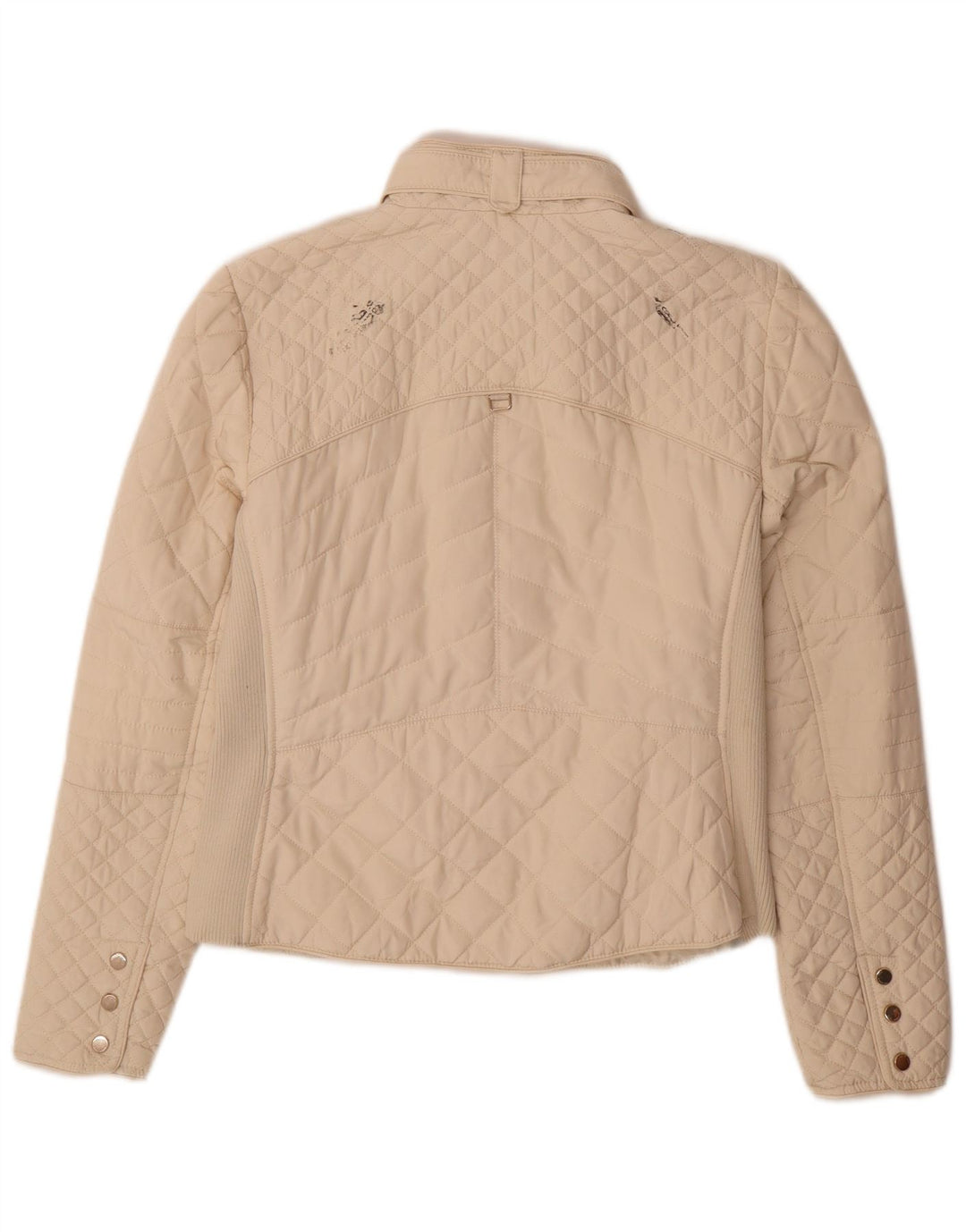 Giacca trapuntata da donna Zara UK 16 grande poliestere beige