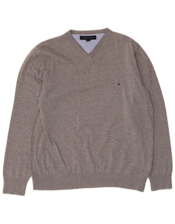 Maglione maglione con scollo a V da donna Tommy Hilfiger UK 14 Grigio medio