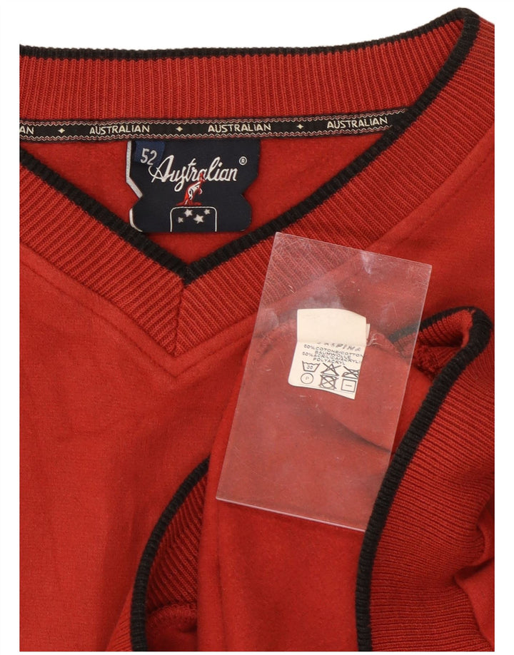 AUSTRALIAN L'ALPINA Felpa Uomo Maglione IT 52 Large Rosso Cotone