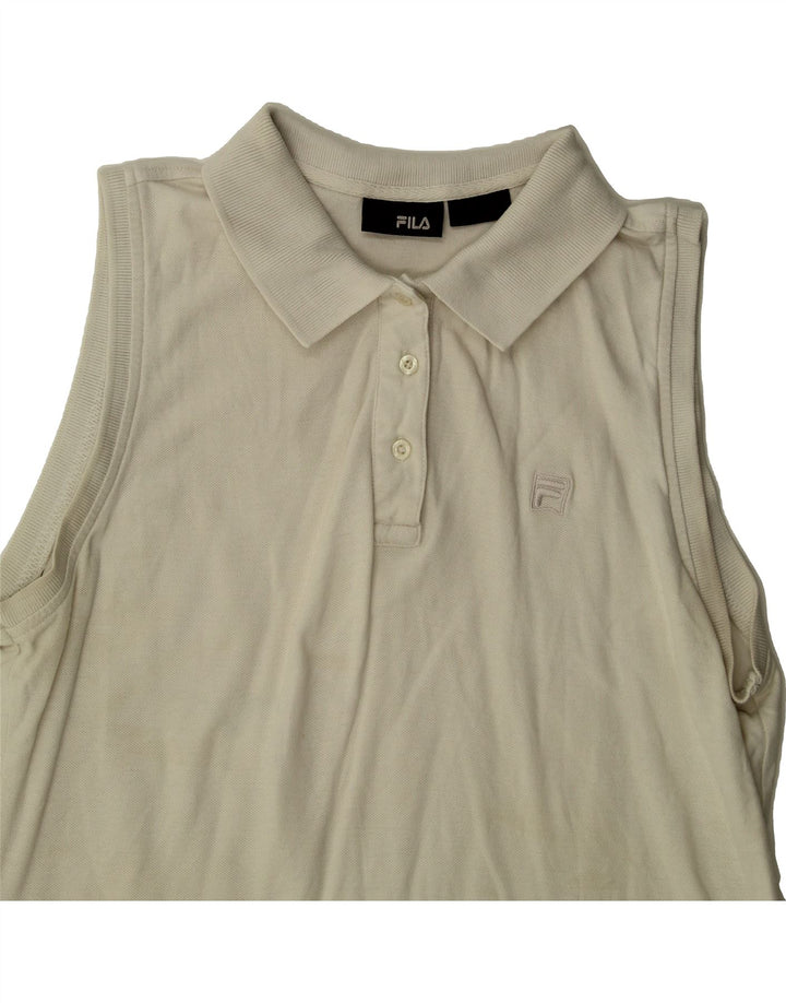 FILA Womens Sleeveless Polo Shirt UK 12 Medium Off White Vintage Fila and Second-Hand Fila from Messina Hembry 