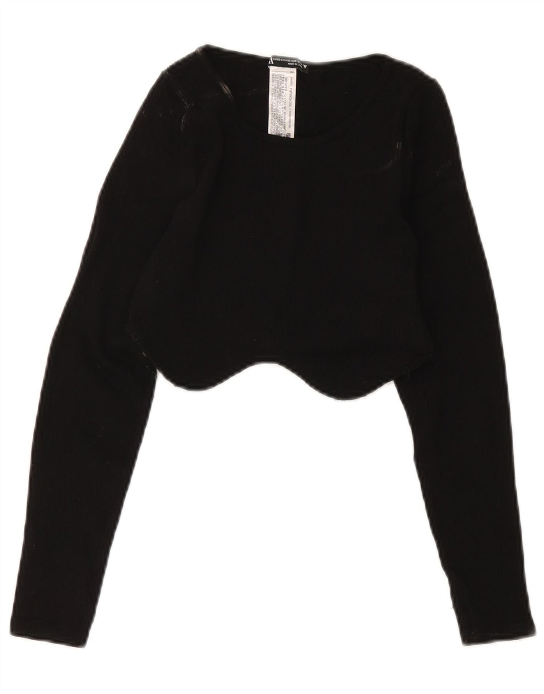Top corto da donna Zara a maniche lunghe UK 4 XS nero in poliammide