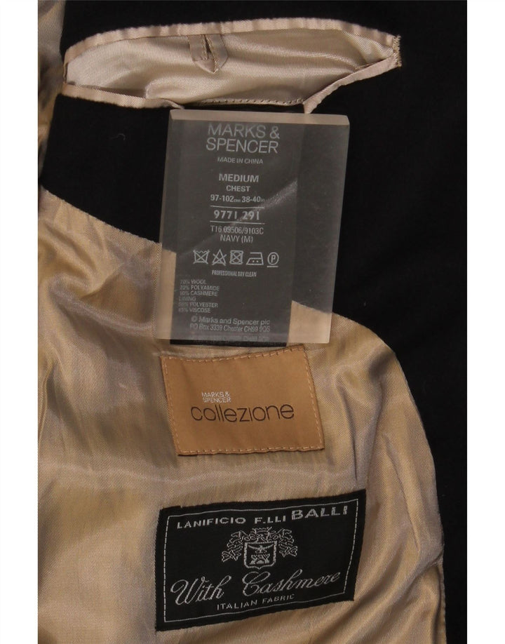 Cappotto da uomo Marks & Spencer UK 38 medio in lana blu navy
