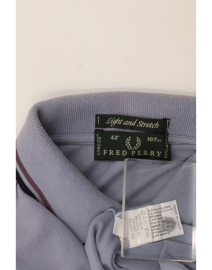 FRED PERRY Polo da uomo a maniche lunghe in cotone blu medio