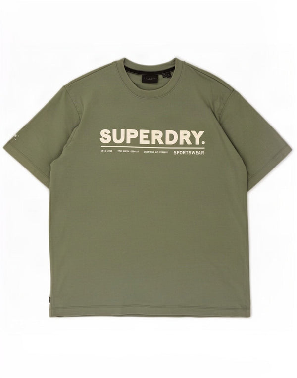 T-shirt grafica da uomo Superdry Top grande in cotone verde