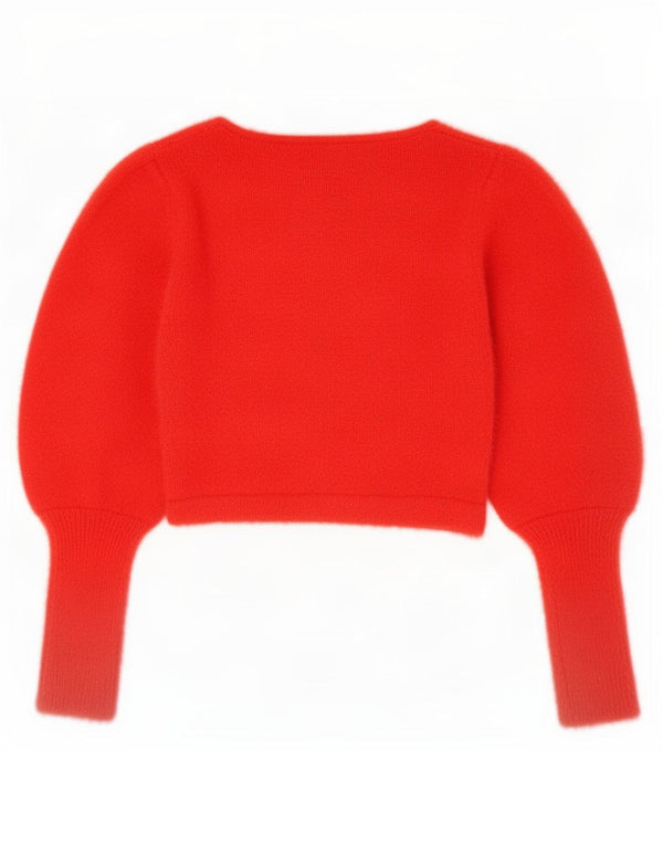 Maglione corto con scollo a barca da donna Zara UK 12 nylon rosso medio