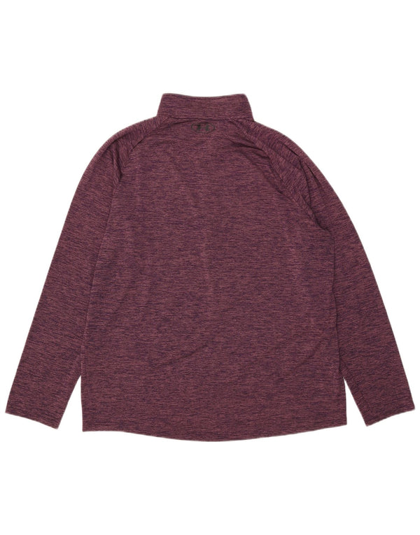 Maglia da ginnastica Under Armour da donna con collo e zip UK 18 XL Viola screziato