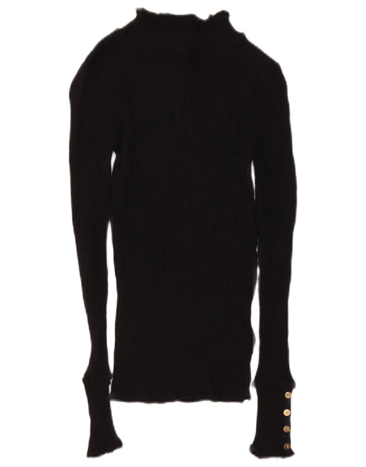 Topshop Maglione da donna con collo alto e collo alto UK 8 piccolo in viscosa nera