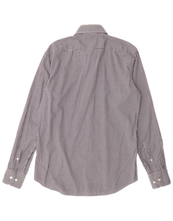 Camicia da uomo vestibilità regolare Hugo Boss taglia 38 15 cotone a quadretti blu navy medio