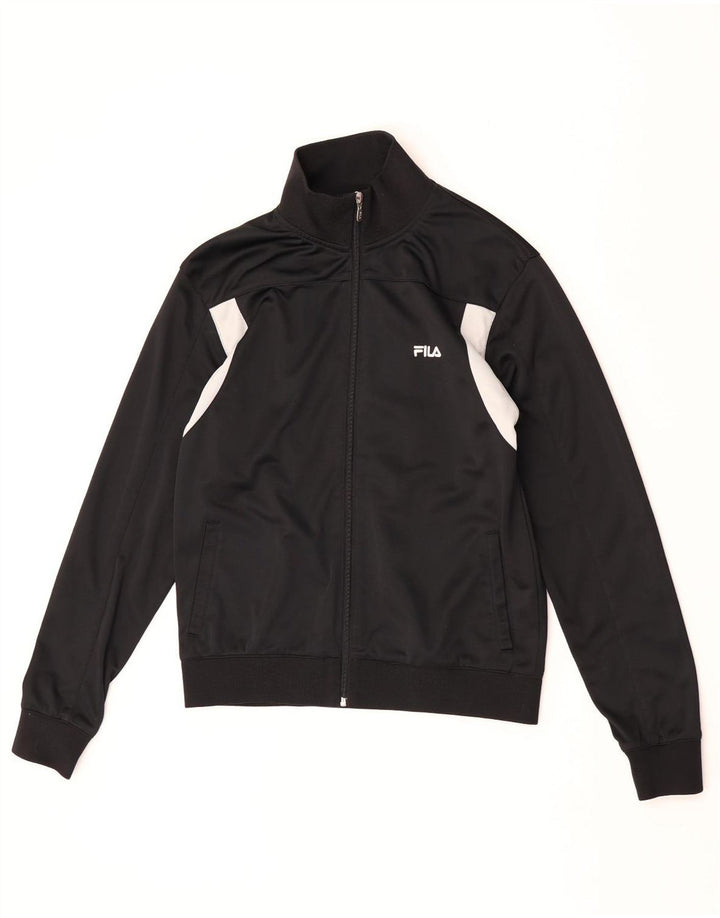 Giacca da ginnastica da uomo Fila Small in poliestere color block nero