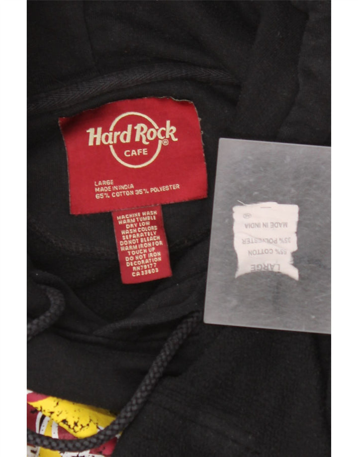 HARD ROCK CAFE Felpa con cappuccio grafica Vienna da uomo grande in cotone nero