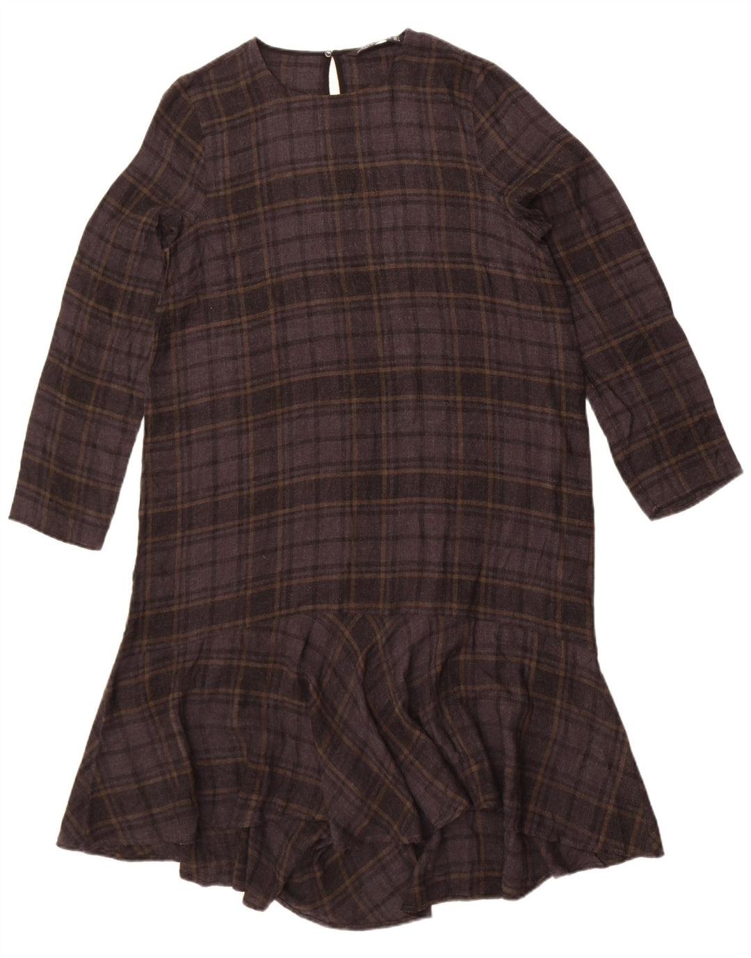 Abito Zara da donna a maniche lunghe a vita bassa UK 14 quadri grigi grandi