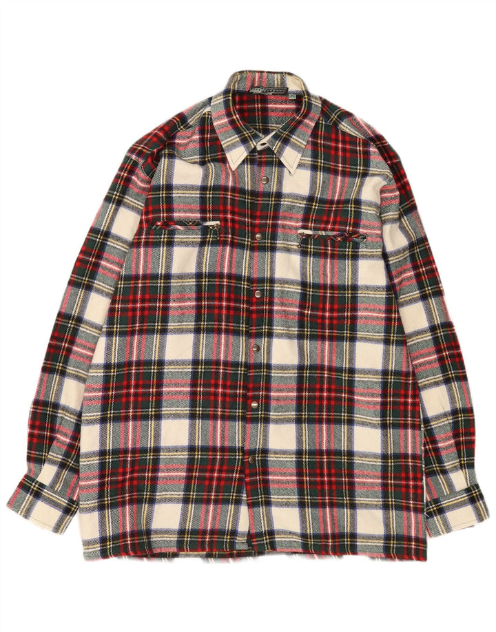 Camicia vintage da uomo in flanella taglia 39/40 in lana a quadri rossi medi
