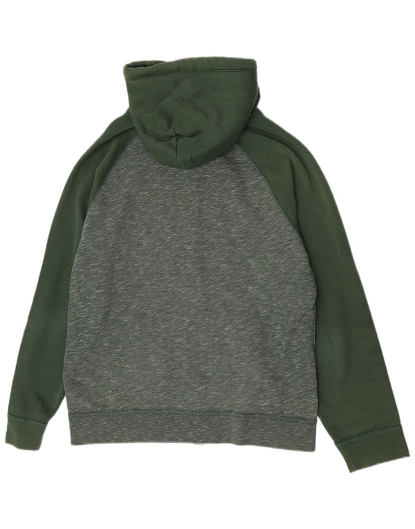 Felpa con cappuccio e zip grafica da uomo Hollister in cotone chiazzato verde medio