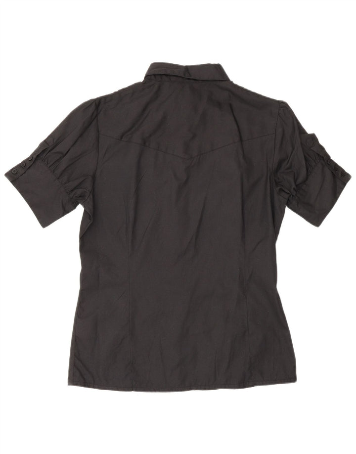 Camicia a maniche corte da donna Lee UK 14 cotone nero medio