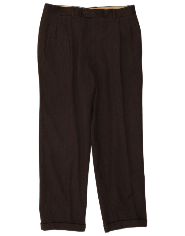 Pantaloni da abito vintage da uomo con pegging W32 L28 Marrone