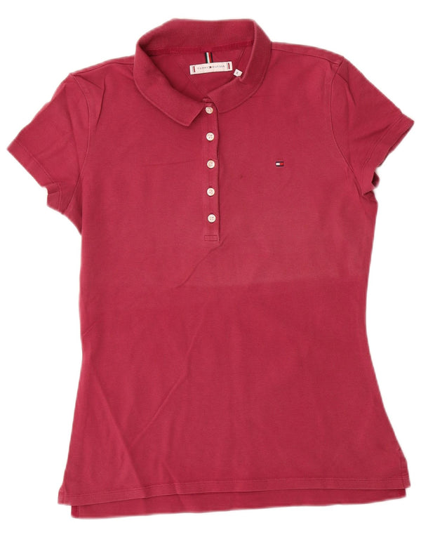 Polo da donna Tommy Hilfiger UK 12 rosso medio in cotone