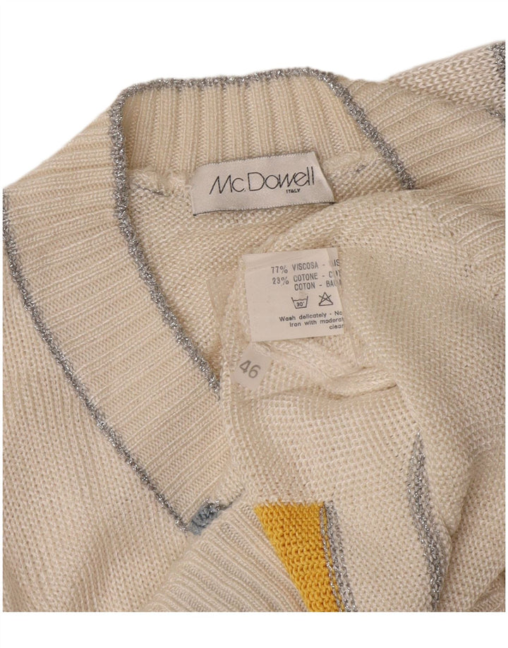 Mc. Maglione da donna con scollo a V Dowell IT 46 Large Viscosa geometrica bianca