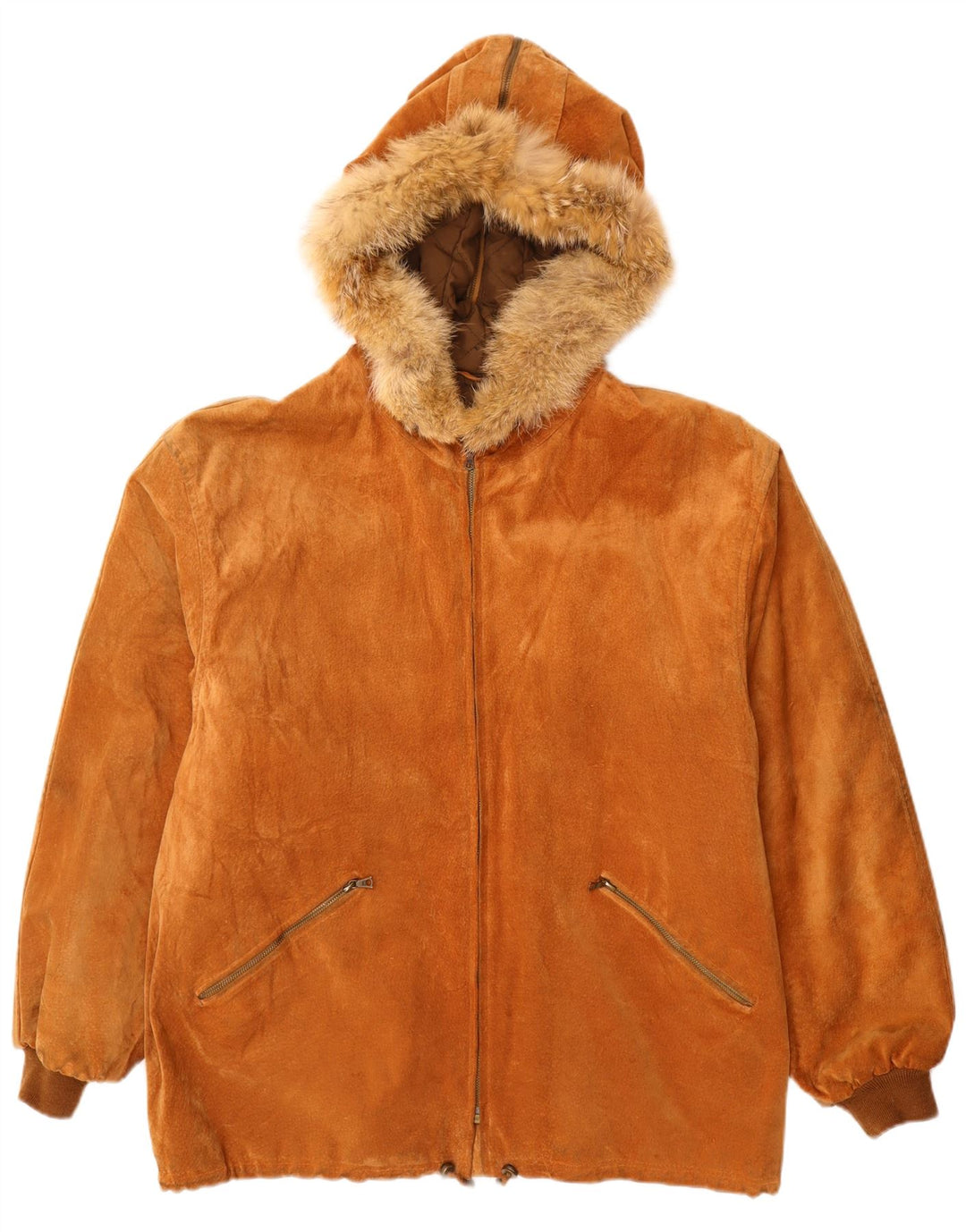 Fabiani Giacca da Uomo in Pelle Scamosciata con Cappuccio IT 48 Pelle Marrone Medio