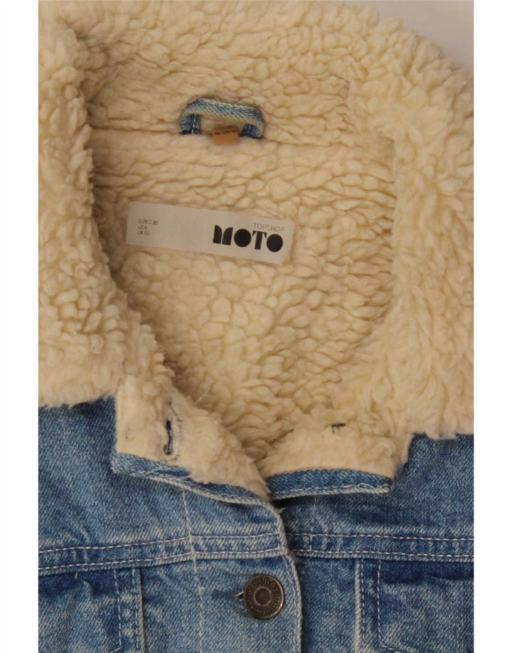 Giacca in denim Sherpa da donna Topshop UK 10 piccolo cotone blu