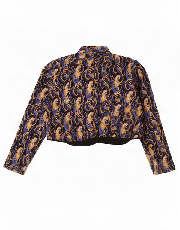 Top corto a maniche lunghe da donna Zara UK 18 XL Paisley multicolore