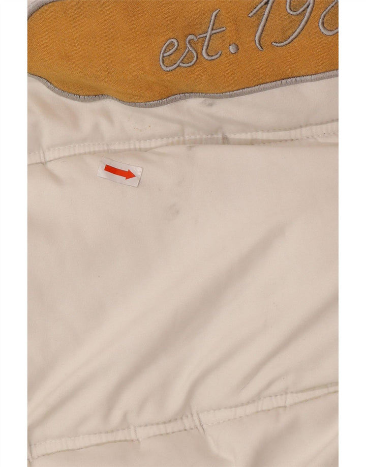 KARL KANI Giacca imbottita con cappuccio con grafica da uomo UK 44 2XL Poliestere bianco